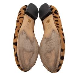 Pre Owned  Charlotte Olympia Brown leopard Print  Cat Ballet Flats Size 37.5