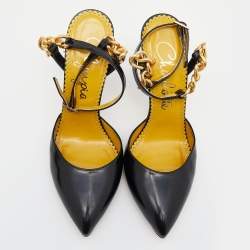 Charlotte Olympia Black Leather Ankle Strap Sandals Size 38.5