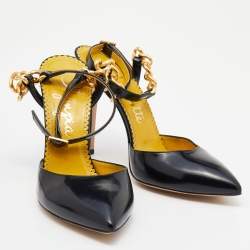 Charlotte Olympia Black Leather Ankle Strap Sandals Size 38.5