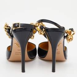 Charlotte Olympia Black Leather Ankle Strap Sandals Size 38.5