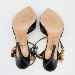 Charlotte Olympia Black Leather Ankle Strap Sandals Size 38.5