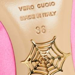 Pre Owned حذاء كعب عالي شارلوت أوليمبيا باكال ساتان وردي مزخرف لؤلؤ كريستال مقاس 36