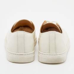 Pre Owned Charlotte Olympia White Leather Kiss me Low Top Sneakers Size 38