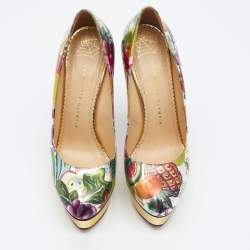 Charlotte Olympia  Multicolor Printed Patent Leather Platform Pumps Size 40