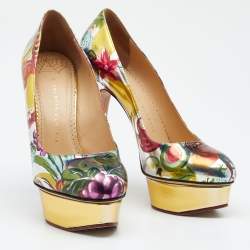 Charlotte Olympia  Multicolor Printed Patent Leather Platform Pumps Size 40