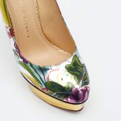 Charlotte Olympia  Multicolor Printed Patent Leather Platform Pumps Size 40