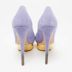 Charlotte Olympia Lavender Suede Dolly Platform Pumps Size 37