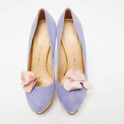 Charlotte Olympia Lavender Suede Dolly Platform Pumps Size 37