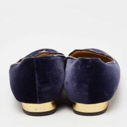 Pre Owned حذاء فلات شارلوت أوليمبيا كيتي قطيفة أزرق مقاس 41