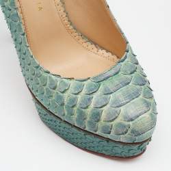 Charlotte Olympia Ombre Mint Green/Blue Python Leather Priscilla Platform Pumps Size 40