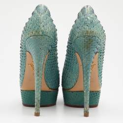 Charlotte Olympia Ombre Mint Green/Blue Python Leather Priscilla Platform Pumps Size 40
