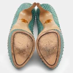 Charlotte Olympia Ombre Mint Green/Blue Python Leather Priscilla Platform Pumps Size 40