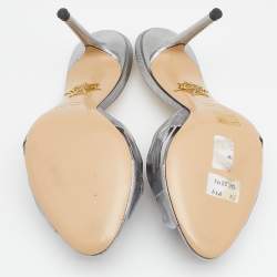 Charlotte Olympia Metallic Silver Fabric Farrah Knot Sandals Size 38
