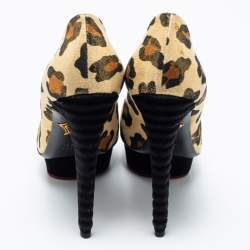 Charlotte Olympia Gold Leopard Print Glitter Suede Dolly  Pumps Size 39