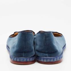 Charlotte Olympia Blue Velvet Kitty Smoking Slippers Size 39