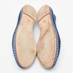 Charlotte Olympia Blue Velvet Kitty Smoking Slippers Size 39