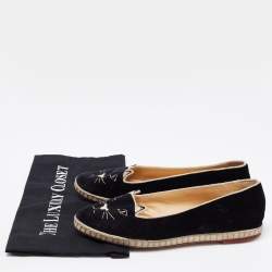 Charlotte Olympia Black Velvet Kitty Slip On Loafers Size 39