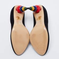 Pre Owned Charlotte Olympia Black Suede Mid Century Pumps Size 37.5