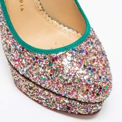 Pre Owned حذاء كعب عالي شارلوت أوليمبيا بريسيلا غليتر متعدد الألوان نعل سميك مقاس 38