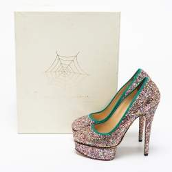 Pre Owned حذاء كعب عالي شارلوت أوليمبيا بريسيلا غليتر متعدد الألوان نعل سميك مقاس 38