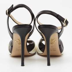 Charlotte Olympia Black/White Leather Do The Twist Ankle Strap Sandals Size 37