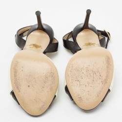 Charlotte Olympia Black/White Leather Do The Twist Ankle Strap Sandals Size 37