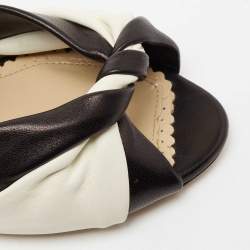 Charlotte Olympia Black/White Leather Do The Twist Ankle Strap Sandals Size 37