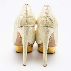Pre Owned Charlotte Olympia Cream Sequin Priscilla Pumps Size 40