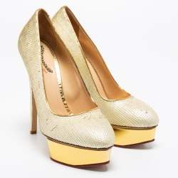 Pre Owned Charlotte Olympia Cream Sequin Priscilla Pumps Size 40