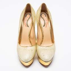 Pre Owned Charlotte Olympia Cream Sequin Priscilla Pumps Size 40