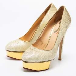 Pre Owned Charlotte Olympia Cream Sequin Priscilla Pumps Size 40