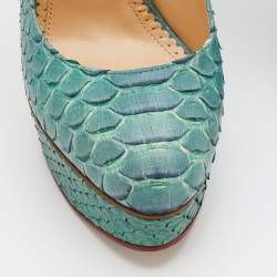 Charlotte Olympia Turquoise Blue Python Leather Priscilla Platform Pumps Size 38