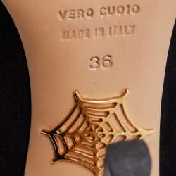 Pre Owned حذاء كعب عالي شارلوت أوليمبيا دولي جلد لامع وسويدي أسود نعل سميك مقاس 36