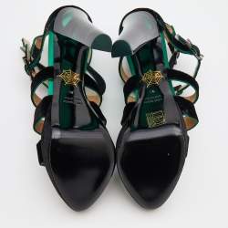 Charlotte Olympia Black Velvet Hortencia Strappy Platform Sandals Size 39