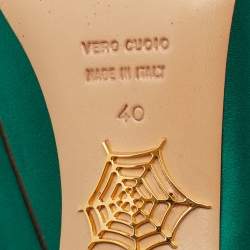 Pre Owned حذاء كعب عالي شارلوت اوليمبيا بالوما ساتان أخضر نعل سميك مقاس 40 