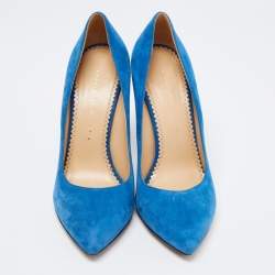 Pre Owned حذاء كعب عالي شارلوت أوليمبيا مونرو سويي أزرق مقدمة مدببة مقاس 40