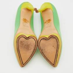 Pre Owned Charlotte Olympia Green Satin Debonaire Pointed Toe Platform Pumps Size 39