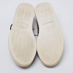 Pre Owned Charlotte Olympia Beige/Brown Leopard Print Calf Hair Purrfect Low Top Sneakers Size 37.5 