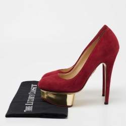 Charlotte Olympia Deep Red Suede Dolly Platform Pumps Size 36