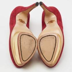 Charlotte Olympia Deep Red Suede Dolly Platform Pumps Size 36
