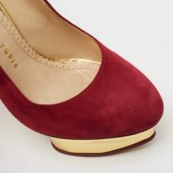 Charlotte Olympia Deep Red Suede Dolly Platform Pumps Size 36