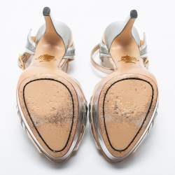 Charlotte Olympia Metallic Leather Platform Ankle Strap Sandals Size 40