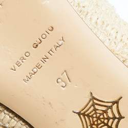 Charlotte Olympia Beige Woven Raffia Cut Out Ballet Flats Size 37