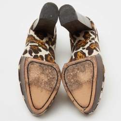Charlotte Olympia Brown Canvas Leopard Print Platform Pumps Size 40 