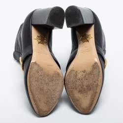 Pre Owned Charlotte Olympia Black Leather Ankle Length Boots Size 38