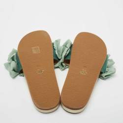 Pre Owned Charlotte Olympia Green Suede and Fabric Knotted Bow Slides Size 40