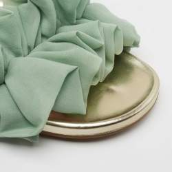 Pre Owned Charlotte Olympia Green Suede and Fabric Knotted Bow Slides Size 40