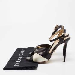 Charlotte Olympia Black/White Leather Do The Twist Ankle Strap Sandals Size 38