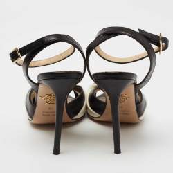 Charlotte Olympia Black/White Leather Do The Twist Ankle Strap Sandals Size 38