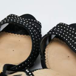Charlotte Olympia Black Suede and Mesh Cactus Crystal Studded Ankle Strap Platform Sandals Size 40